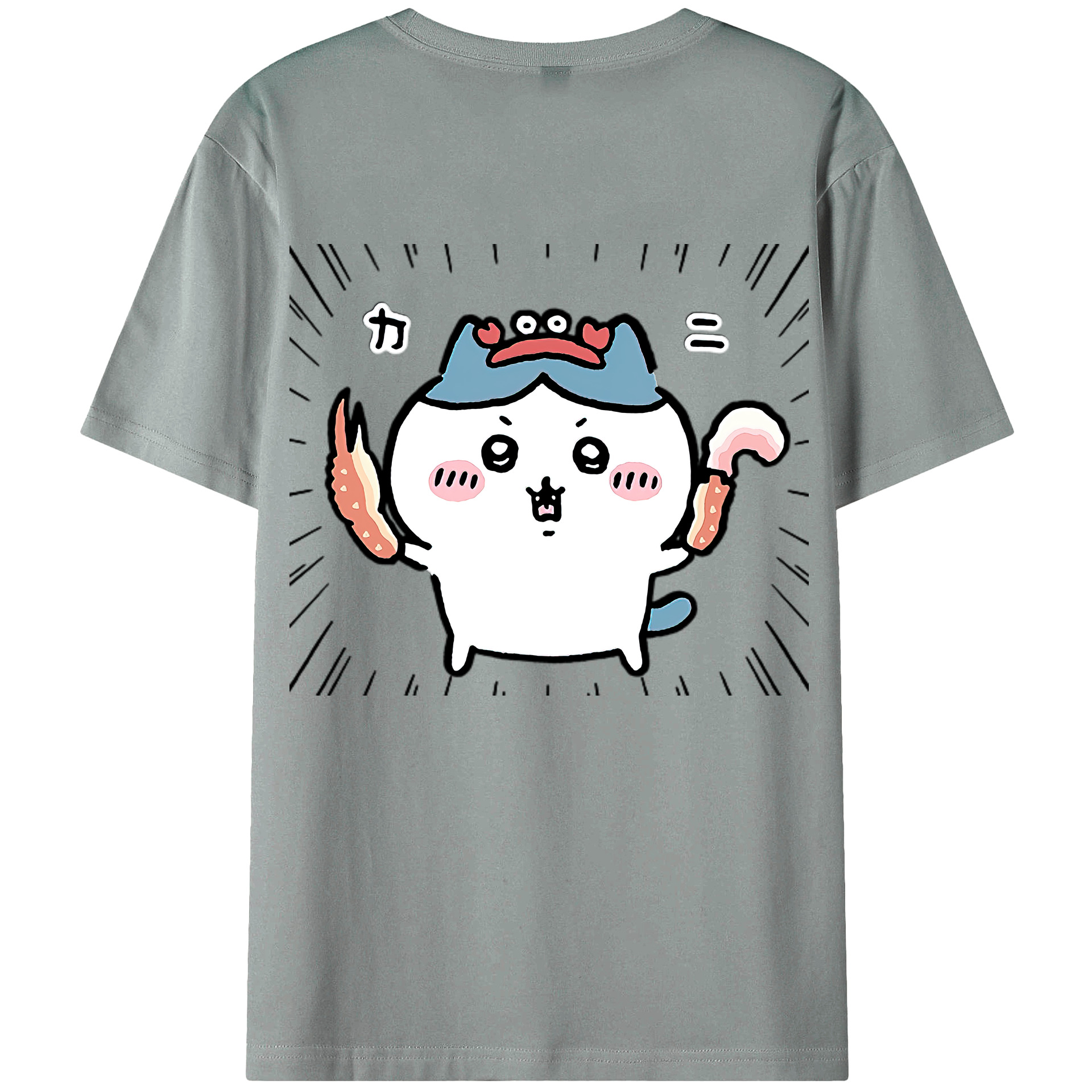 （画像用） ちいかわ ハチワレ Chii-kawa hachiware 綿100％ メンズ半袖Tシャツ（バックプリント） 通気性